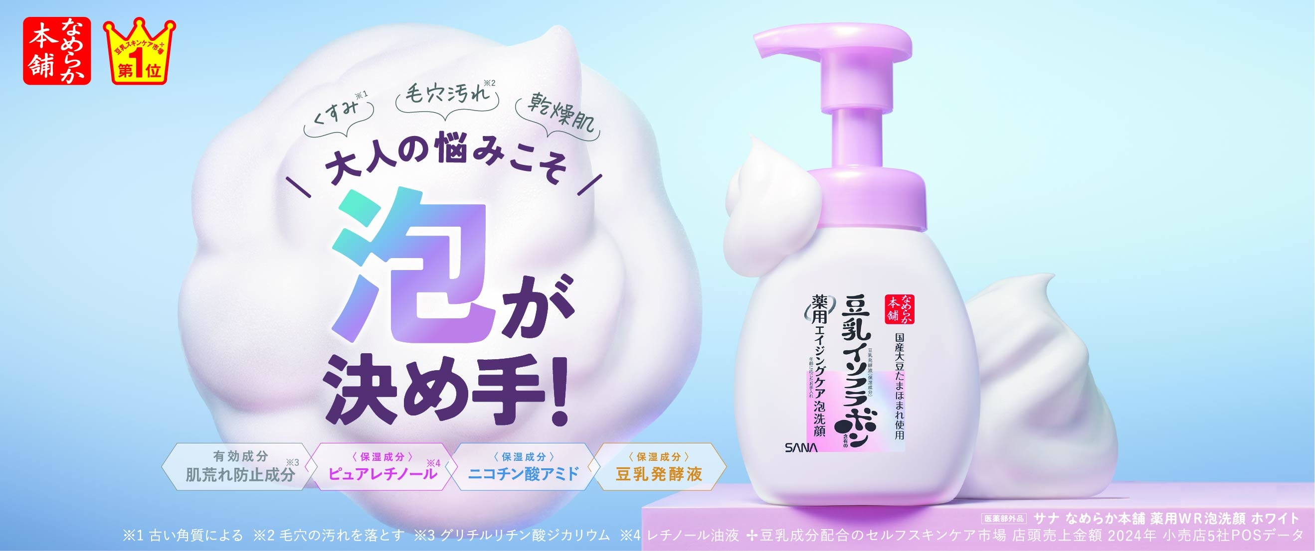 なめらか本舗　薬用WR泡洗顔　ホワイト